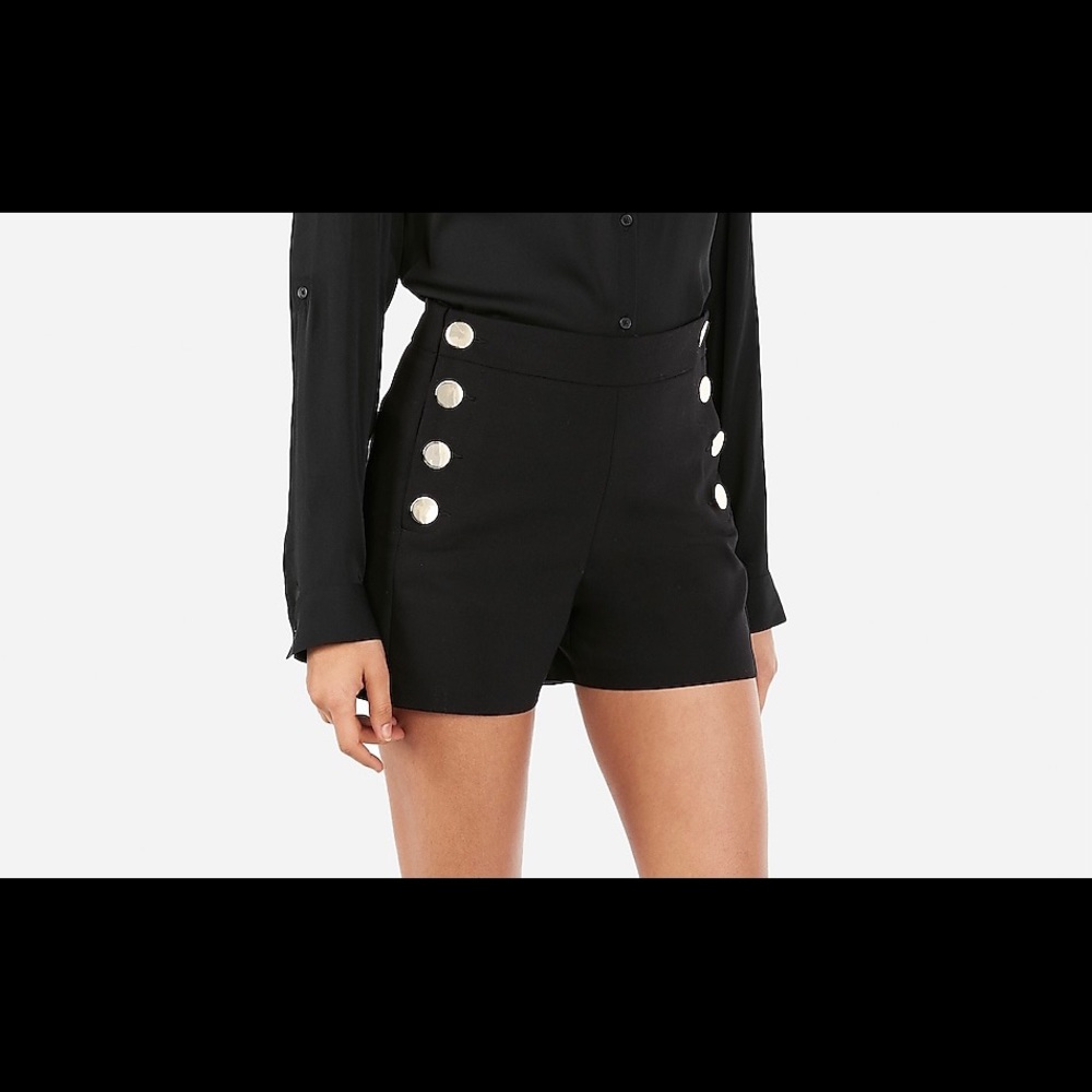 Express High Waisted Button Sailor Midi Short